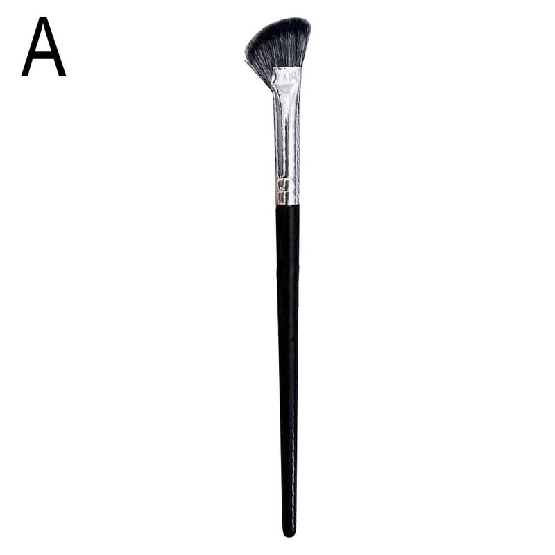 Multi-functional makeup brush, half-fan shaped/umbrella shaped nose shadow brush, angled head, small fan-shaped shadow for nose bridge and eyeliner enhancement.